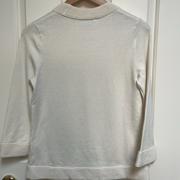 Boden sz S Ivory Sweater 70% cotton, 30% wool,  ribbed pattern neckline, sleeves - Picture 2 of 6